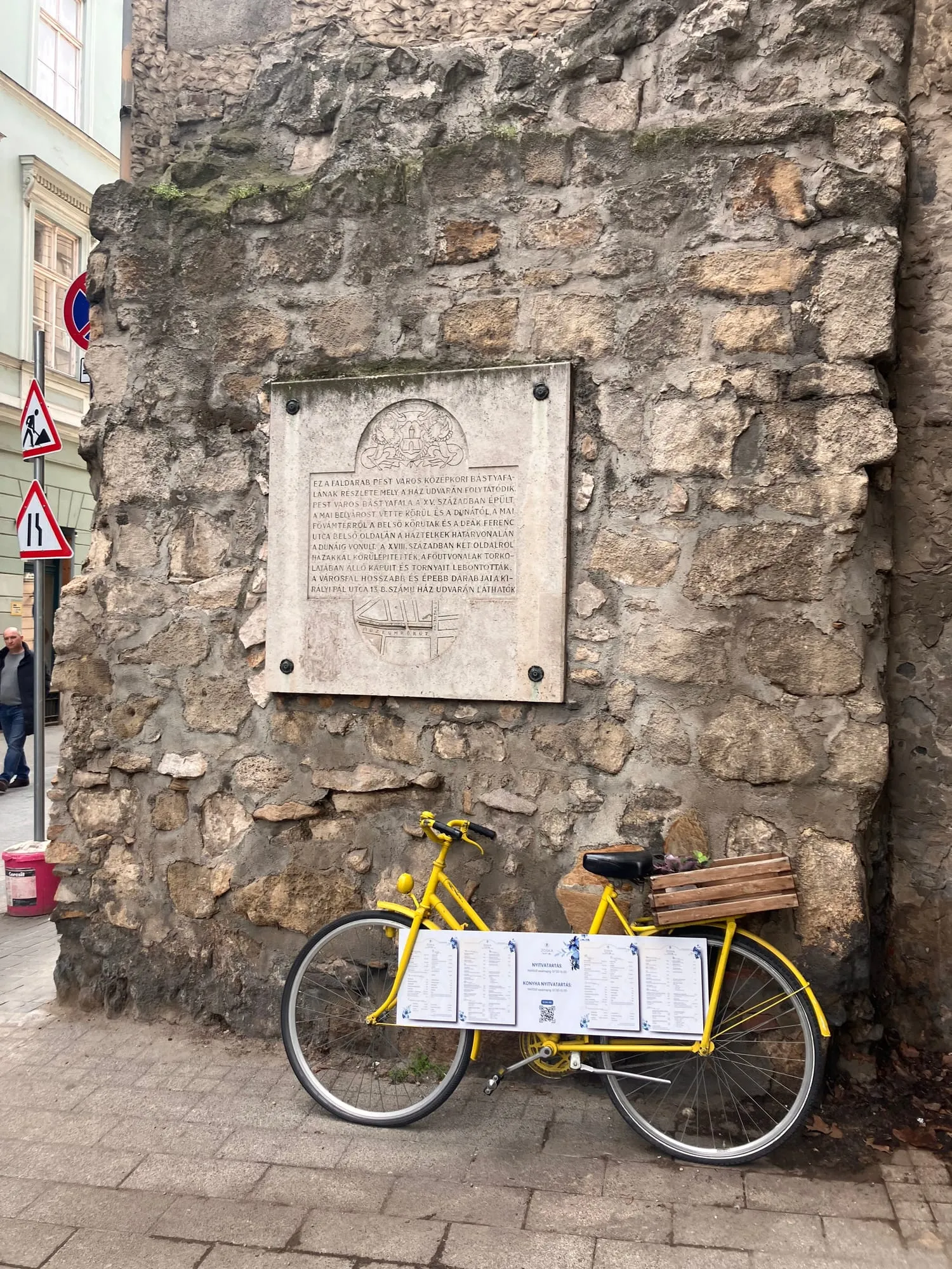 A surviving section of the medieval Pest city wall