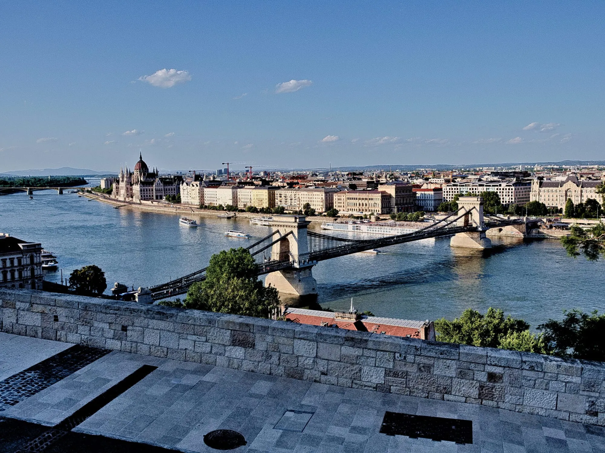 The Chain Bridge and the Parliament from Castle Hill