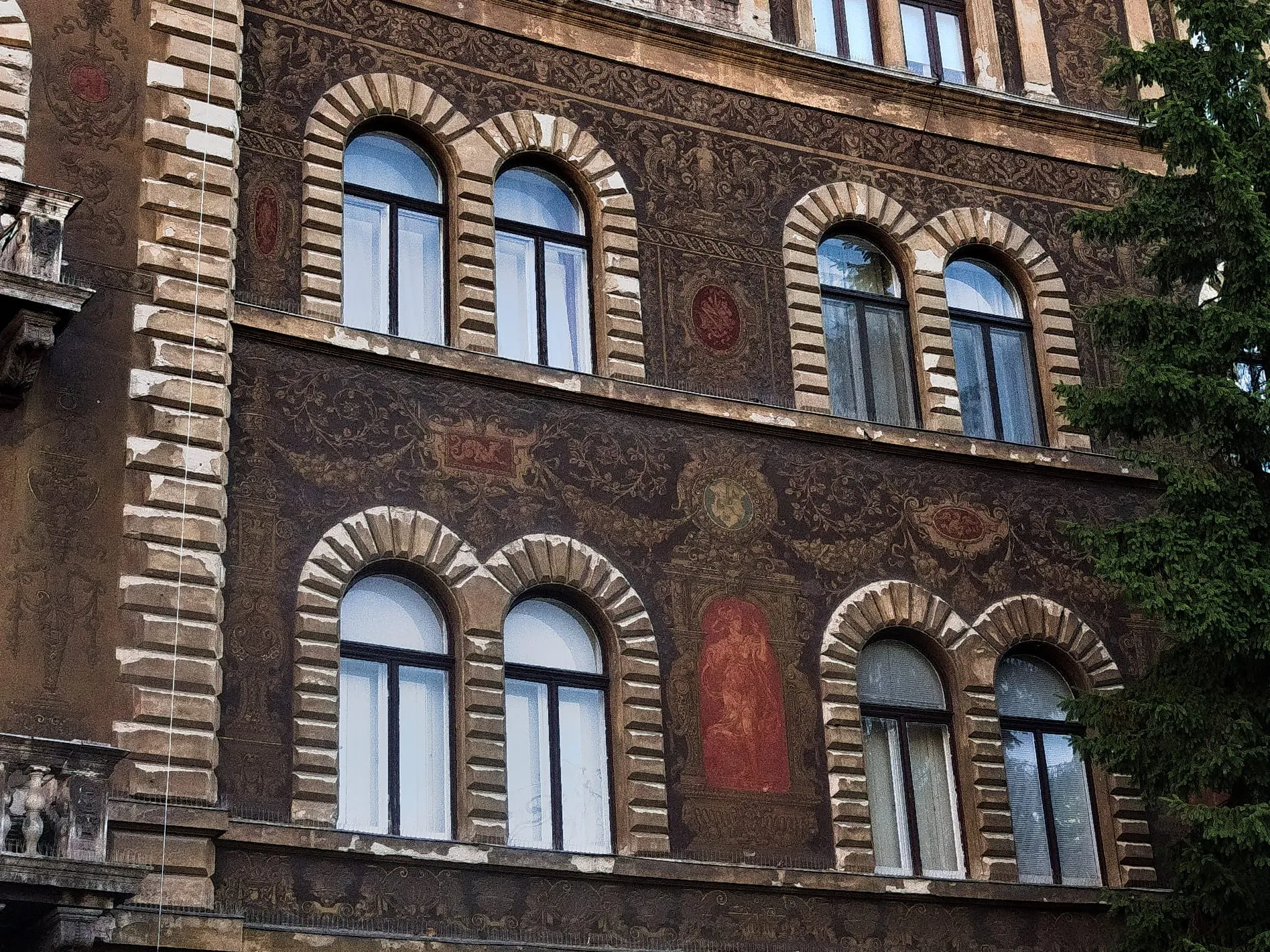 Sgraffito decoration on a façade