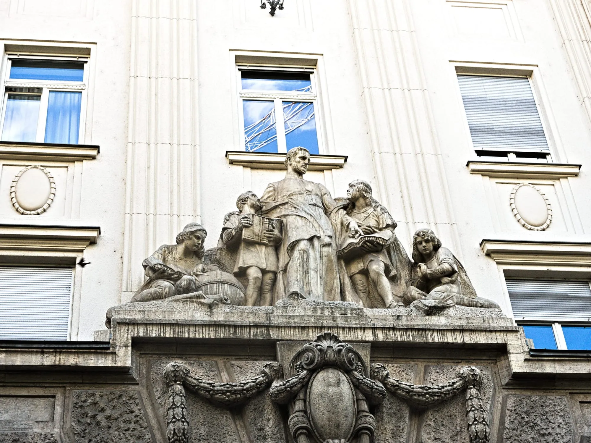 Sculpture above a downtown doorway
