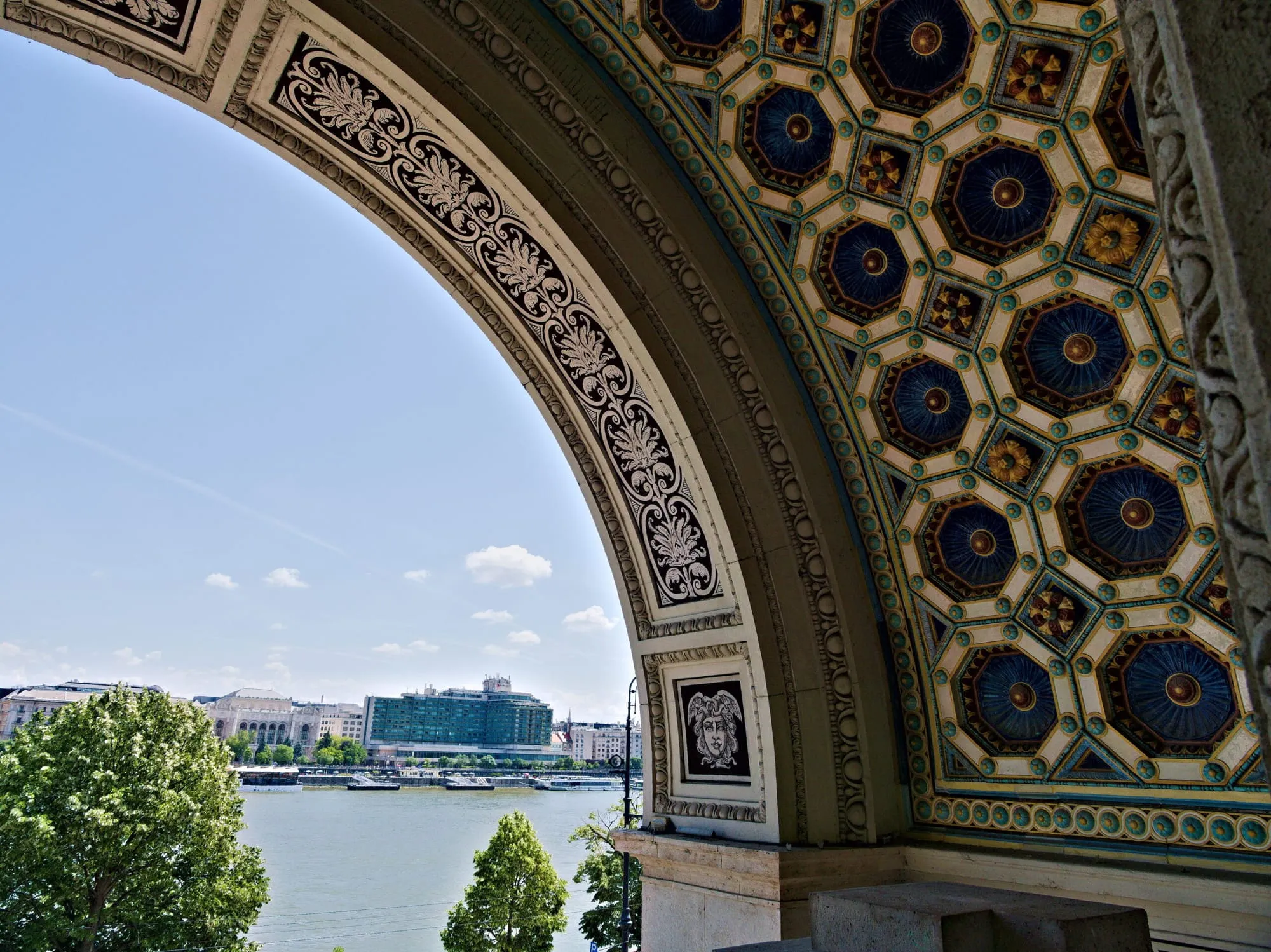 A view of the Danube through an arch